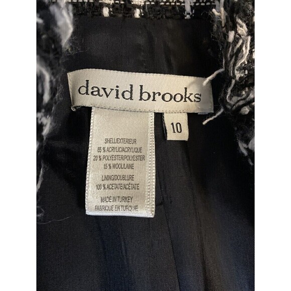 David Brooks Blazer Womens Size 10 Black White Plaid Two Buttons Fringe Classic - Picture 5 of 8